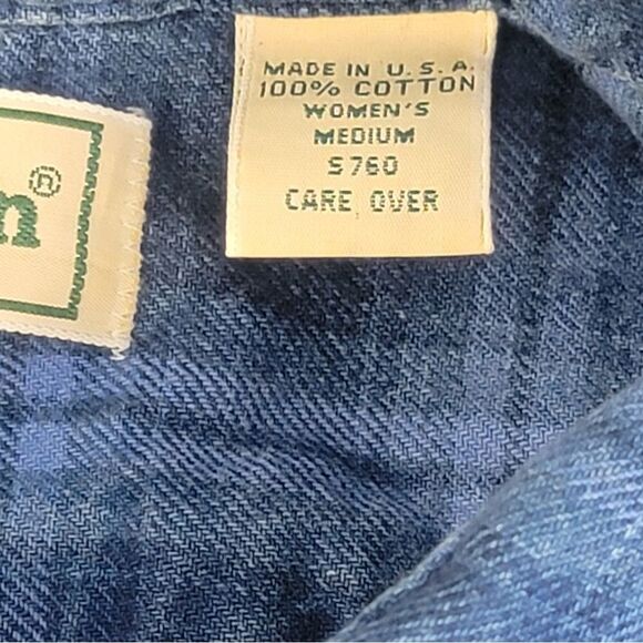 LL Bean Women's Original Flannel Navy Blue Plaid Long Sleeve Medium - Picture 4 of 11